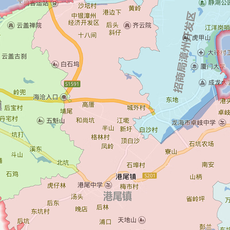 龍海市地圖1.1m防水貼圖福建省漳州市交通行政區域顏色劃.